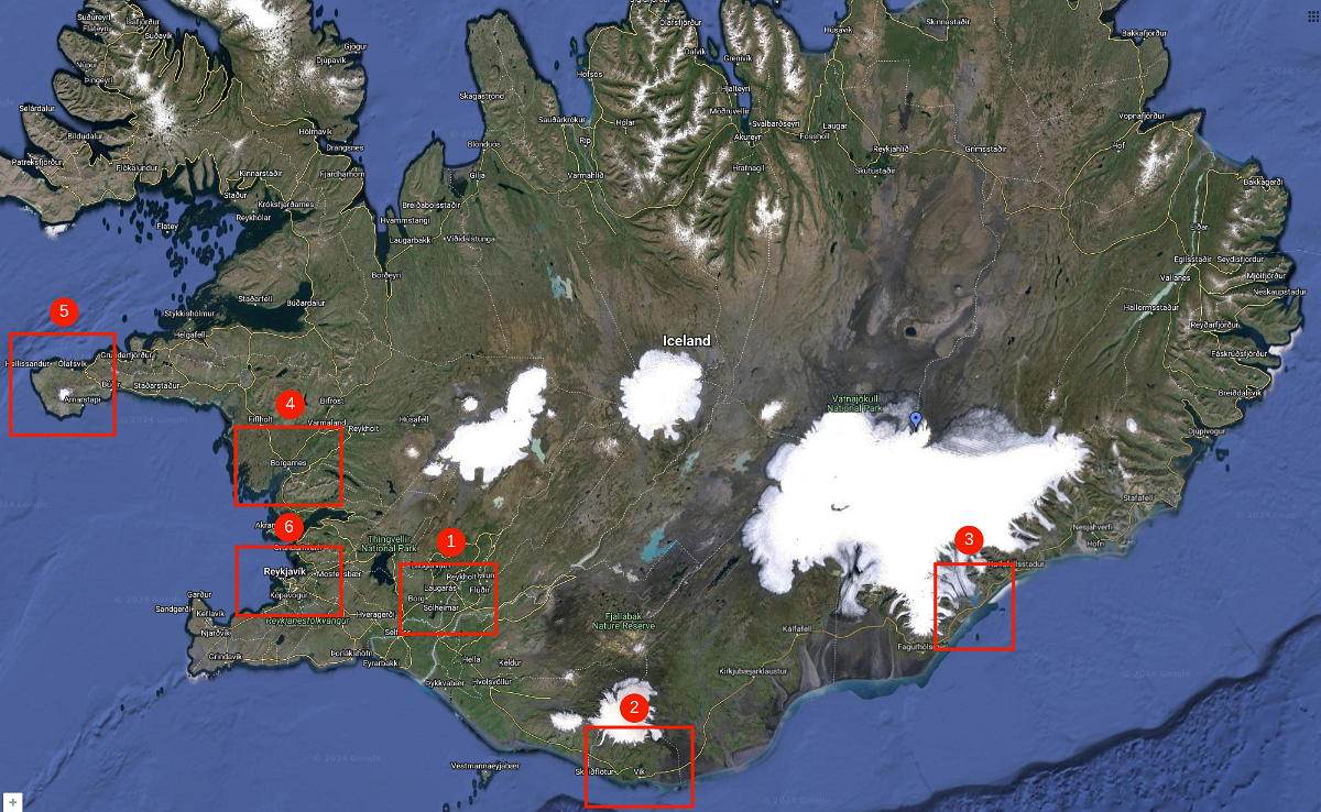 Places we visited in Iceland