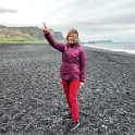 Víkurfjara - Thea pointing to the birds